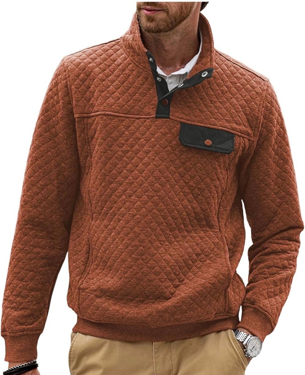 NWT JMIERR Men's Quilted Sweatshirt Casual LS Sweatshirt Size Small